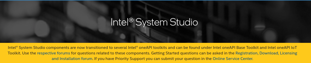Intel System Studio forums banner